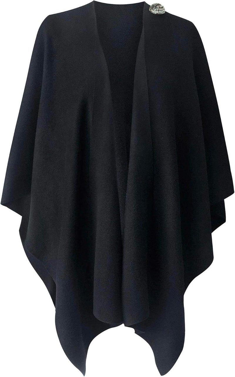 Puli Womens Large Cross Front Poncho Sweater Wrap Topper Knitted Elegant Shawls Cape for Fall Winter - Image 5